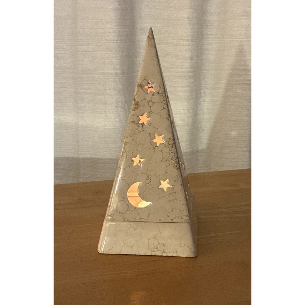 VTG Partylite Galaxy Pyramid Tea light Holder Witchy Celestial Moon And Stars